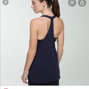 Lululemon Mountain tank size 4 blue/black stripe
